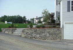 dry fieldstone w/granite steps